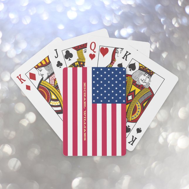 Baralho Patriótica Americana Flag Monogramed Poker Game (Patriotic American USA Flag Monogrammed Poker Game Playing Cards)