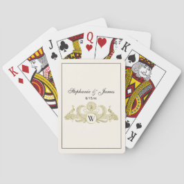 Baralho Pavões Antigos com Monograma - Dourado Marfim FRM