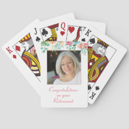 Baralho Peach e Green Floral Photo Retirement Tocando Ca