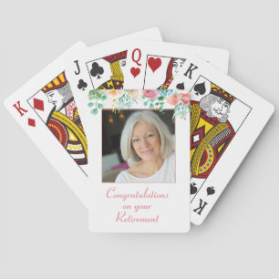 Baralho Peach e Green Floral Photo Retirement Tocando Ca