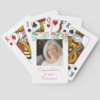 Baralho Peach e Green Floral Photo Retirement Tocando Ca