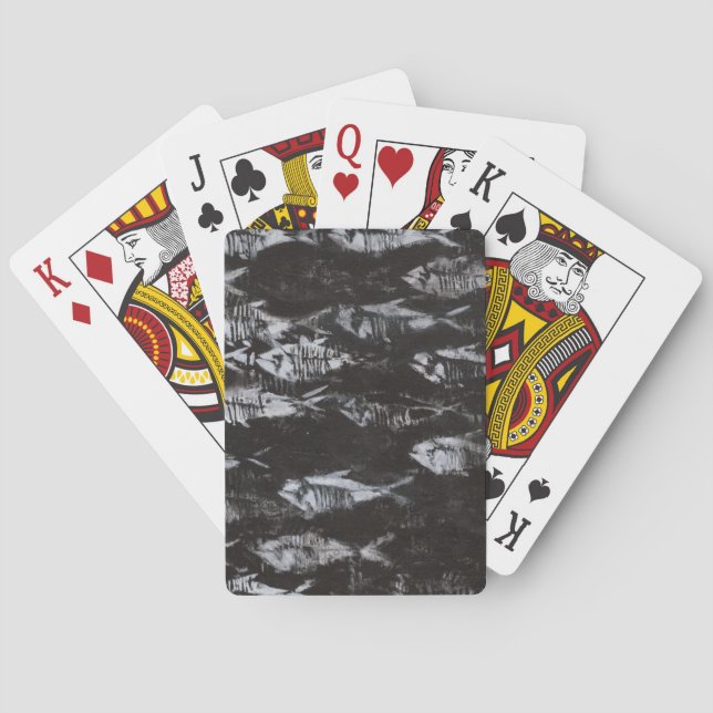 Baralho Peixes Brancos Fósseis em Fundo Preto (Verso)