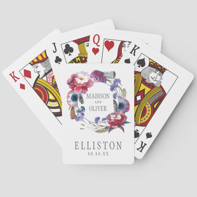 Baralho Peônia do Wildflower floral com penas | que (Verso)