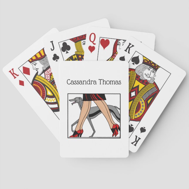 Baralho Pernas Arte Deco Mulheres Greyhound Whippet Dog R (Verso)