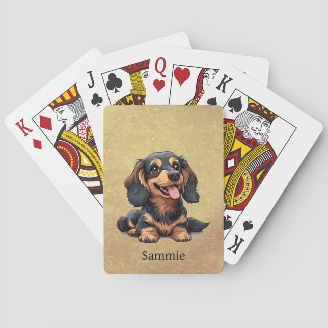 Baralho Personalizado de Cachorro Dachshund Fofo (Verso)