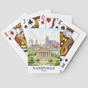 Baralho Personalizado Nashville Tennessee EUA Aquarela Col