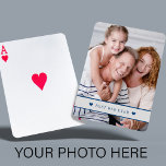 Baralho Personalizar a família de texto personalizado mode<br><div class="desc">Faça suas próprias cartas de jogar com sua foto e texto enquadrados por dois corações com uma cinza e marinho masculina.             Pode ser uma manutenção bonito para a sua família ou um belo presente para o seu pai,  avô,  tio no seu aniversário,  Natal ou Dia de os pais.</div>