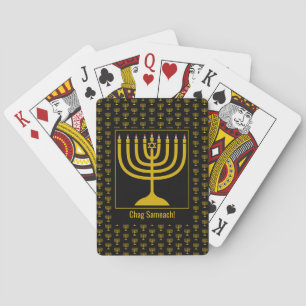Baralho Personalizar Hanukkah Preto MENORAH