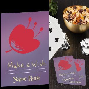 Baralho Personalizar Nome, Flor Vermelho Mágico, Bkgd Roxo