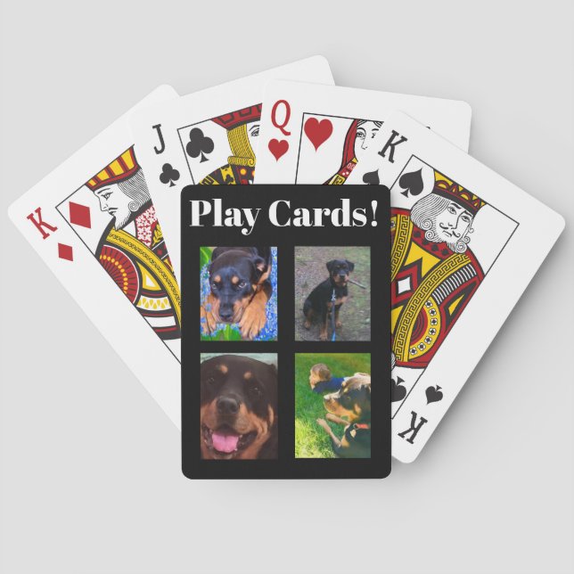 Baralho Personalize 4-Photos & Text Lucky Dog Poker Cards (Verso)