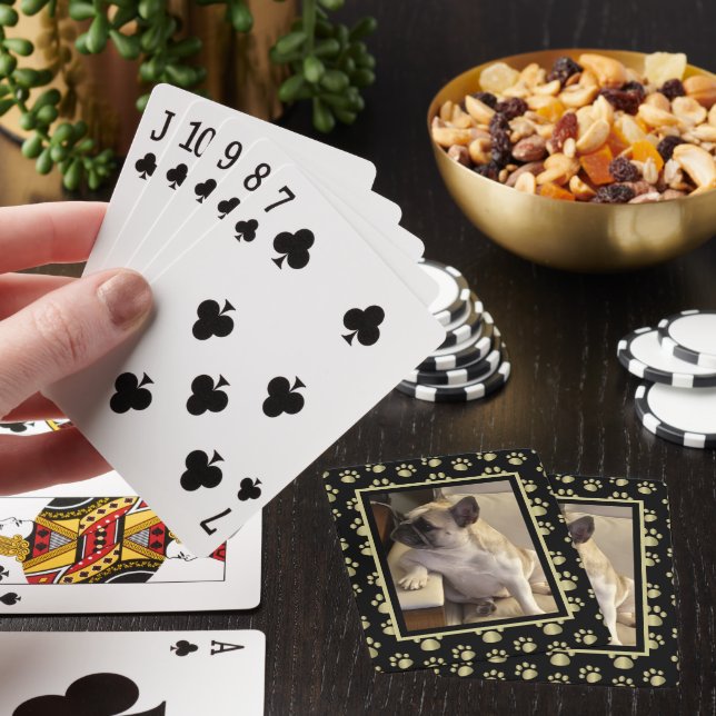 Baralho Personalized Black & Gold Pet Playing Cards (In situ)