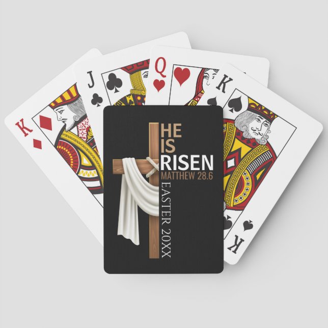 Baralho Personalized He Is Risen Vintage Easter Cross (Verso)