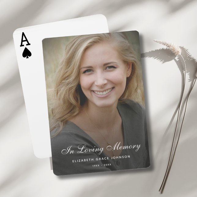 Baralho Personalized Modern Celebration of Life Funeral (Photo Memorial Playing Cards)