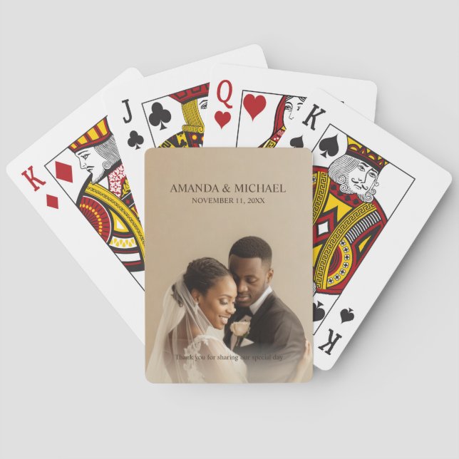 Baralho Personalized Photo Favor with Names & Wedding Date (Verso)