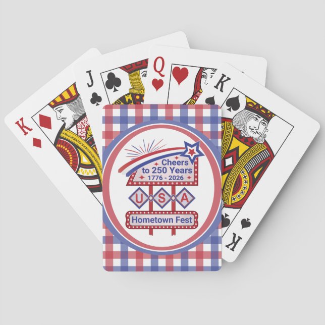 Baralho Personalized USA 250–Patriotic Retro Marquee (Verso)