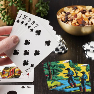 Baralho Pescador na Margem do Rio Jogando Cartas