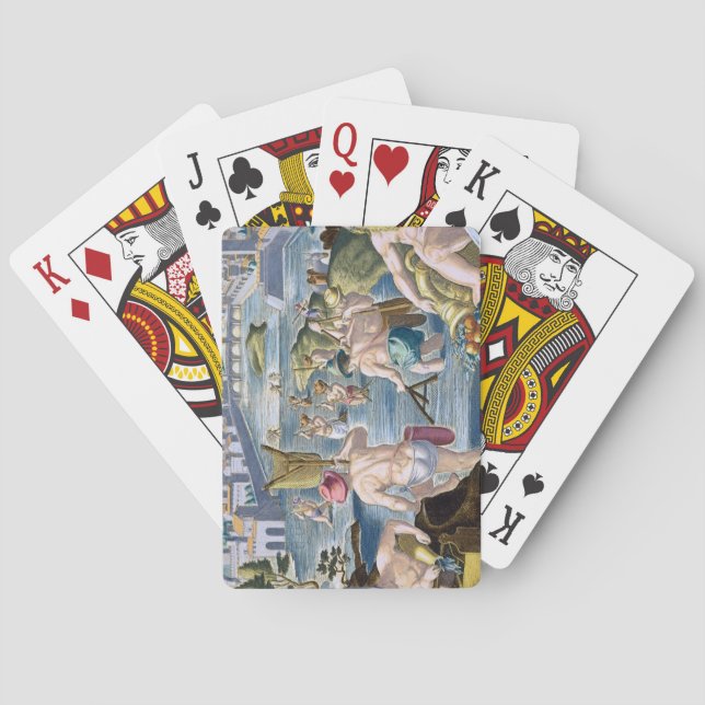 Baralho Pescando em águas rasas usando redes, chapeie 96 (Verso)