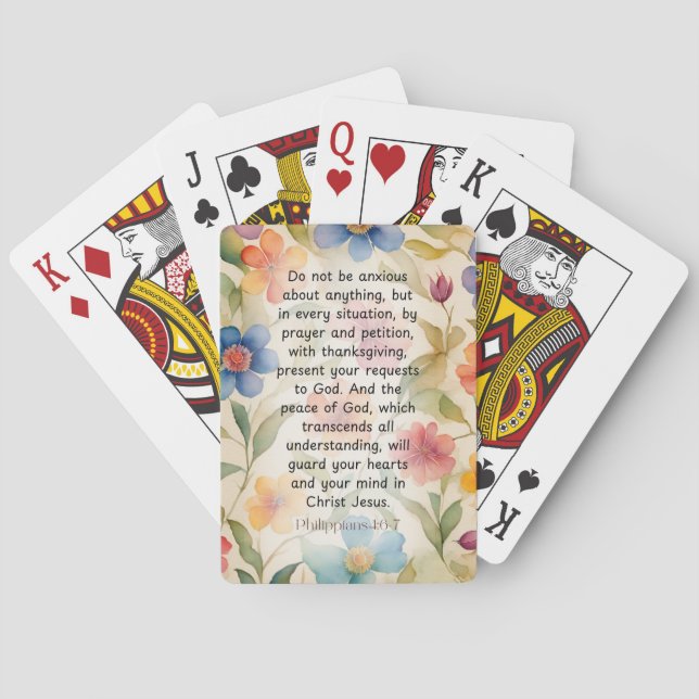 Baralho Philippians 4:6-7 Christian Bíblia Verse Watercolo (Verso)