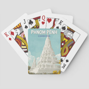 Baralho Phnom Penh Cambodja Ilustração Retrô Viagem de Art