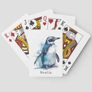 Baralho Pinguim Aquarela Ártico Azure, personalizado