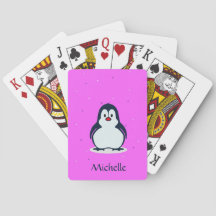 Pinguim fofo de nome personalizado a rosa