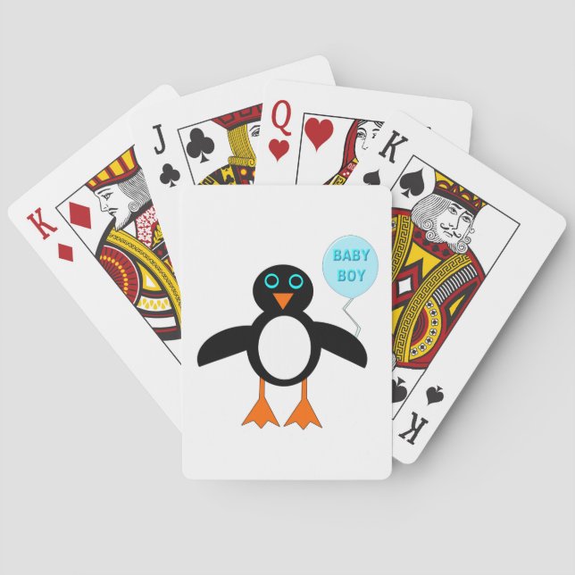Baralho Pinguim-Pinguim-Pinguim Azul-Cachorro Jogando Cart (Verso)