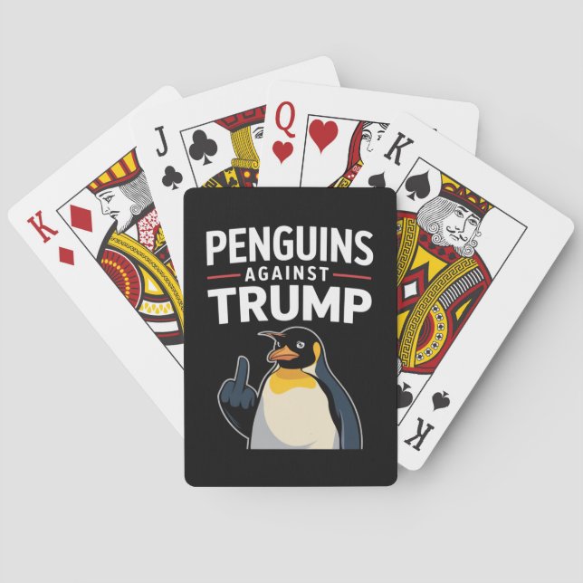 Baralho Pinguins Para Cima Resistem Pinguins Contra Trump (Verso)