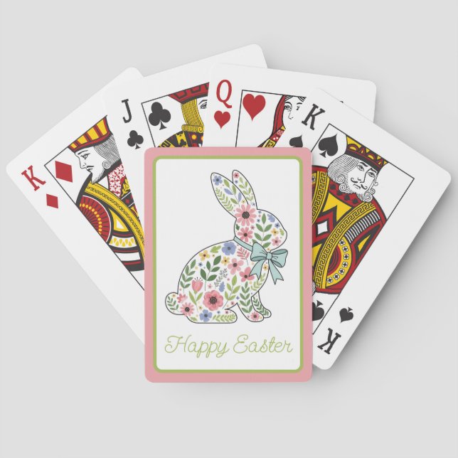 Baralho Pink and Blue Wildflower Easter Rabbit (Verso)