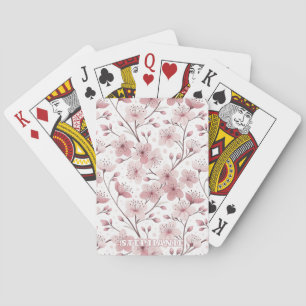 Baralho Pink Cherry Blossom Sakura Pattern on White (2)