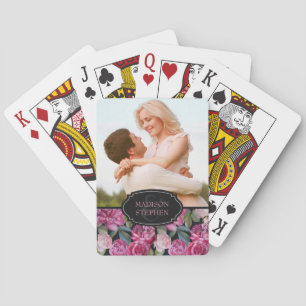 Baralho Pink Rose Floral Watercolor - Wedding Photo