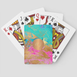 Baralho pintura abstrato acrílica em ouro de cobre, monogr