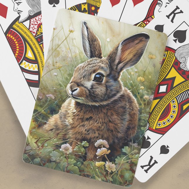 Baralho Pintura De Coelho Coelho Bonito (Bunny rabbit and clover painting playing cards)