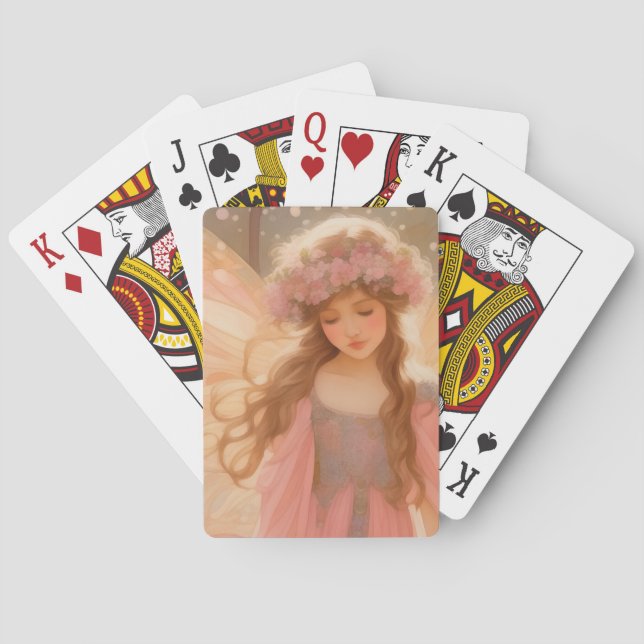 Baralho Pintura de fantasia de fada rosa-branca (Verso)