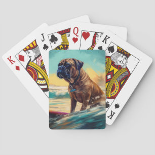 Baralho Pintura de Surf na Praia do Bullmastiff