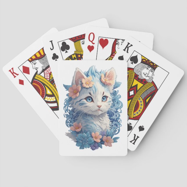 Baralho Pintura em Aquarela de Gato Gato Gato Giro com Abe (Verso)