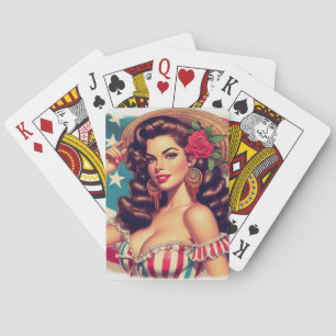 Baralho Pintura Retro de Mulher Bonita