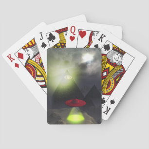 Baralho Pirâmide Illuminati e Cartões de Reprodução de OVN