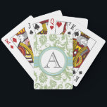 Baralho Pistachio Damask Monogramas Aqua Play Cards<br><div class="desc">Pistachio Clover Damask MonogrammedAqua Keepsasasasaes Cartões de Brincadeira Personalizados</div>