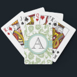 Baralho Pistachio Damask Monogramas Aqua Play Cards<br><div class="desc">Pistachio Clover Damask MonogrammedAqua Keepsasasasaes Cartões de Brincadeira Personalizados</div>