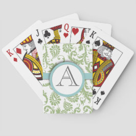 Baralho Pistachio Damask Monogramas Aqua Play Cards