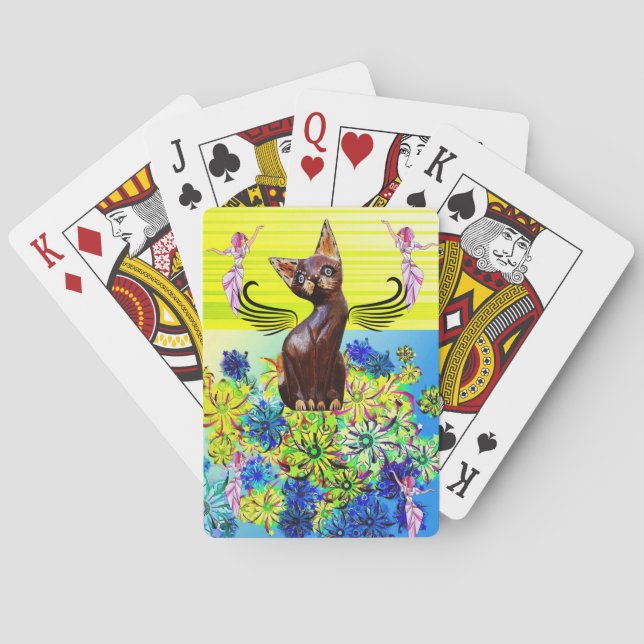 Baralho Placa de jogo Fada de Kitten Floral Stripe (Verso)
