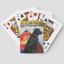 Placas clássicas de reprodução com cachorro na can