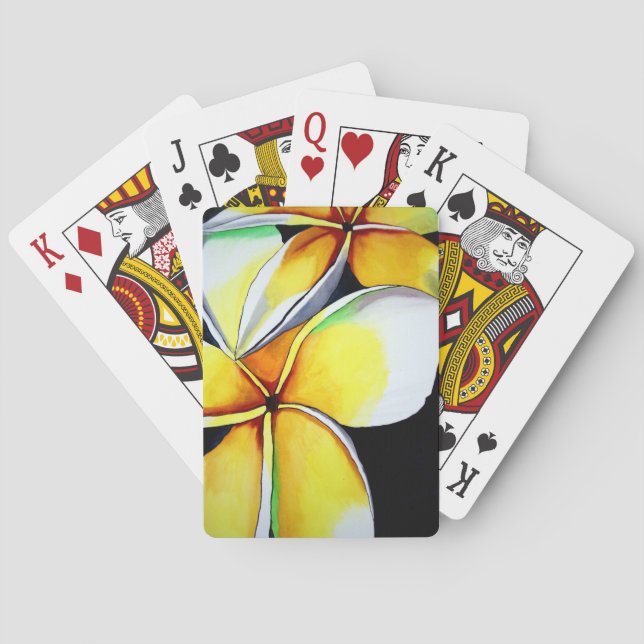 Baralho Placas de arte floral Frangipani (Verso)