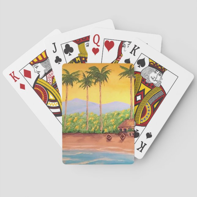 Baralho Placas de Reprodução de Cena de Praia (Verso)