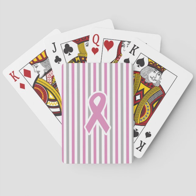 Baralho Placas personalizadas Pink & Silver Strips (Verso)