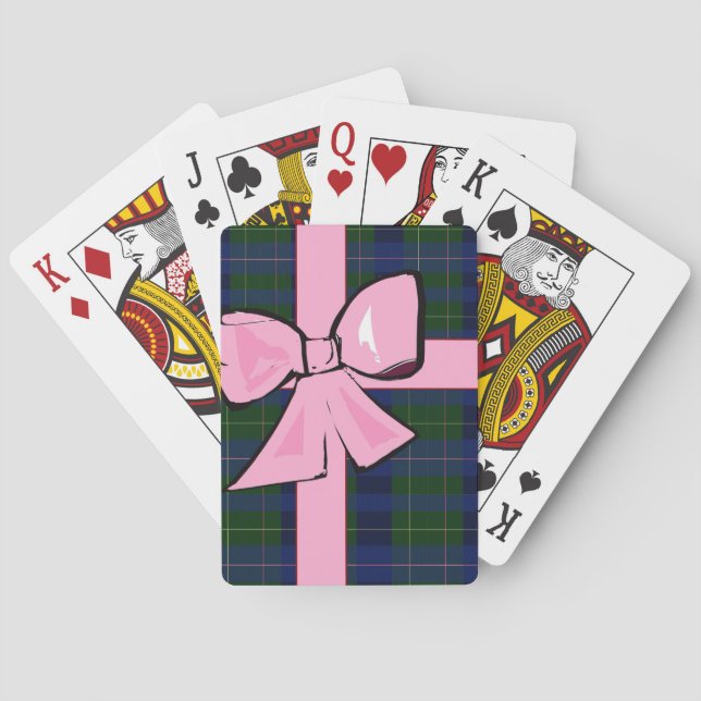 Baralho Plaid with pink bow gift wrap theme playing cards (Verso)