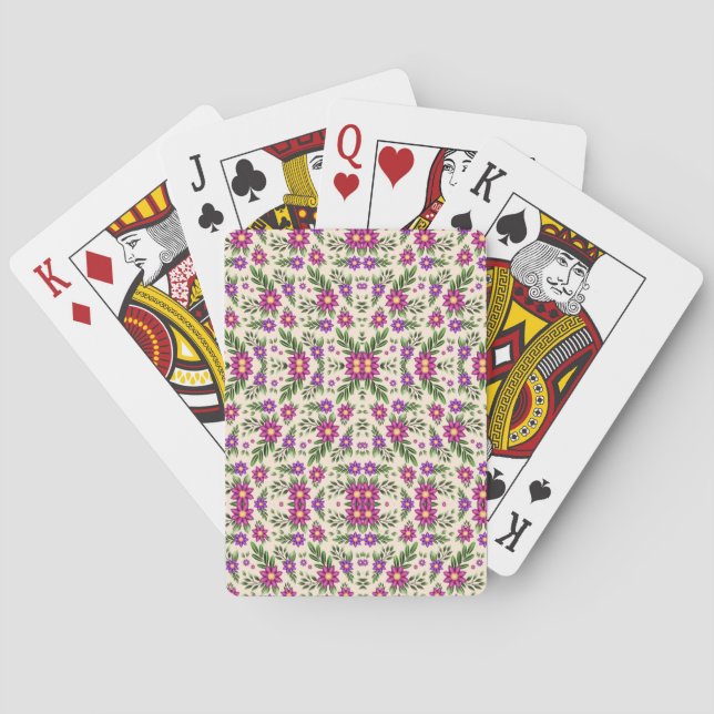 Baralho Playing cards with a vibrant floral pattern  (Verso)