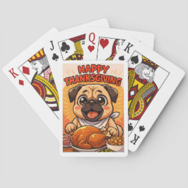 Baralho Poker Cards: Happy Thanksgiving Pug Playing Cards