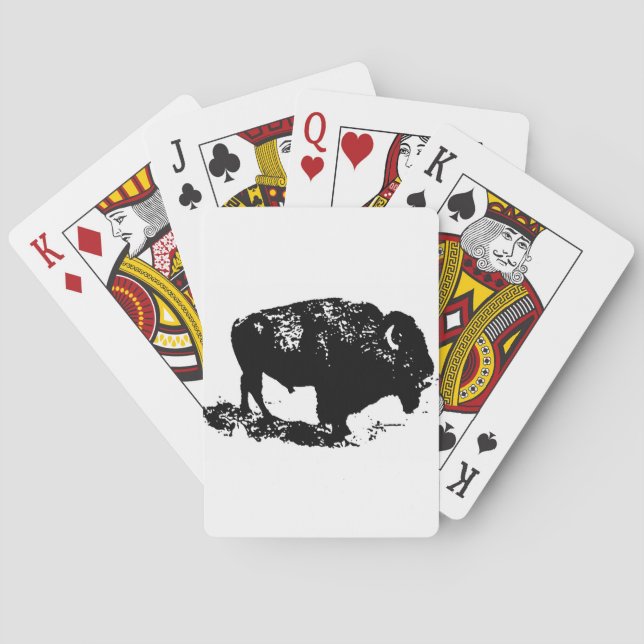 Baralho Pop Art Black White Buffalo Bison Silhouette (Verso)