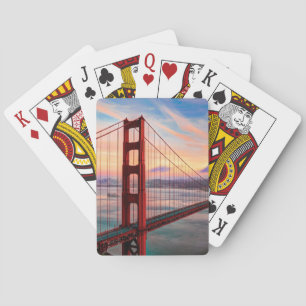 Baralho Por do sol bonito do inverno em golden gate bridge